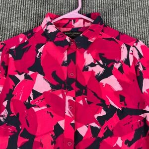 Banana Republic Shirt Womens Small Red Geometric Long Sleeve Button Up Classic